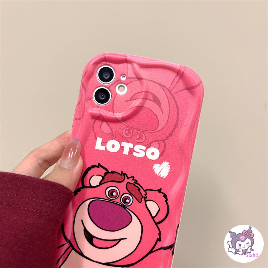 IPHONE Kompatibel Untuk Iphone14 13 12 11 Pro Max SE 2020 X XR Xs Max7 8 6 6s Plus 3D Cream Wave Edge Kartun Lucu Strawberry Bear Phone Case Lembut TPU Kamera Penutup Pelindung