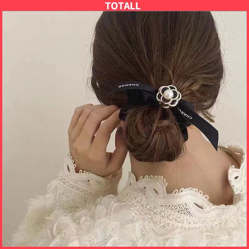 COD Tali rambut mutiara sederhana Cincin rambut Pita rambut usus besar Camellia wanita-Totall