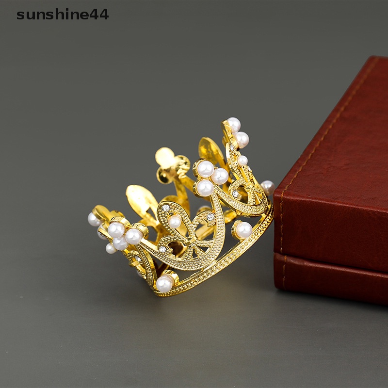 Sunshine Mahkota Ulang Tahun Mini Dekorasi Kue Berlian Imitasi Peach Heart Crown Baking Decor ID