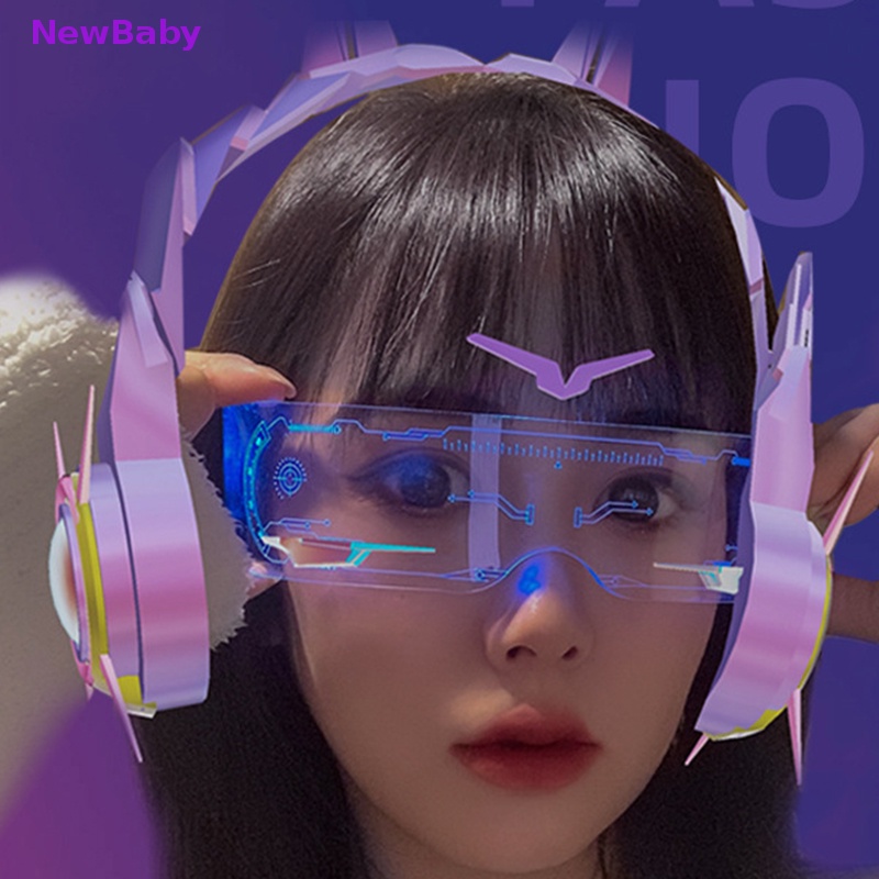 Newbaby LED Bercahaya Kacamata Vintage Punk Kacamata Pria Wanita Fashion Pesta Natal Warna-Warni Menyala Kacamata Shades ID