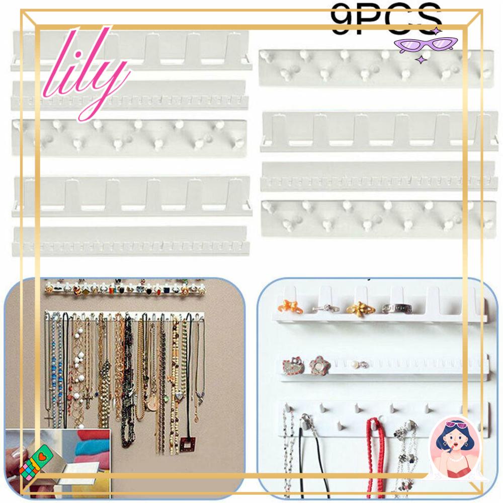 Lily 9Pcs Kait Penyimpanan Perhiasan Organizer Praktis Kemasan Tempel Dinding Berdiri