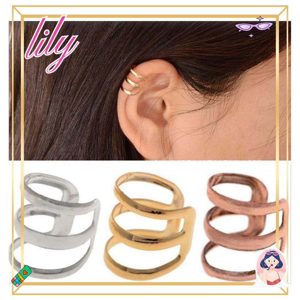 Lily 1/2Pcs Anting Wanita Rock Punk Tanpa Tindik-Clip on