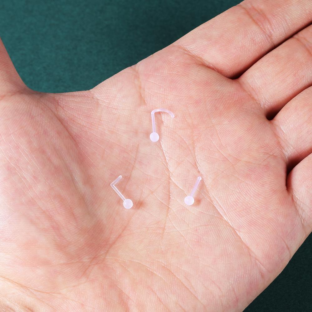 5-50pcs U Shape Invisible Septum Piercing Hider Bening Akrilik Cincin Hidung Fleksibel Hidung Stud Mencegah Alergi Penahan Telinga Tindik