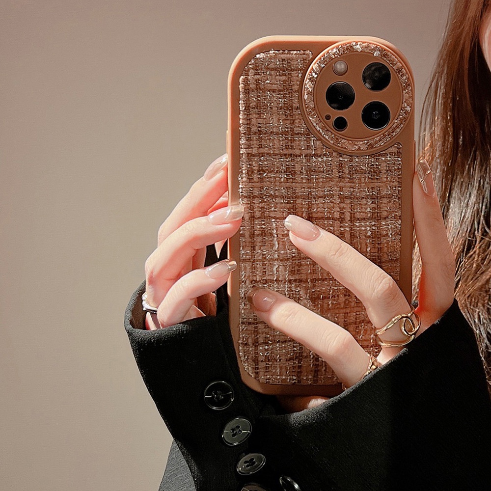 IPHONE Ins Sedikit Harum Angin Pola Rajut Hitam Coklat Hijau Merah Silikon Case Untuk Iphone14 11 12 13 PRO MAX Casing Cover Pelindung AT0203