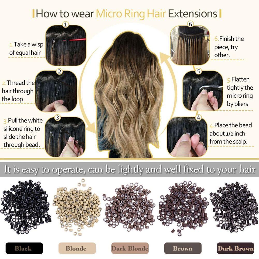 R-FLOWER 500pcs Manik-Manik Rambut Salon Fashion Alat Penata Rambut Loop Hair Nano Ring