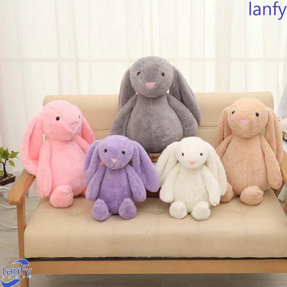 Lanfy Kelinci Bertelinga Panjang Boneka Plush Kartun Lucu Merah Muda Anak-Anak Malu Hadiah Anak Hewan Boneka Mainan