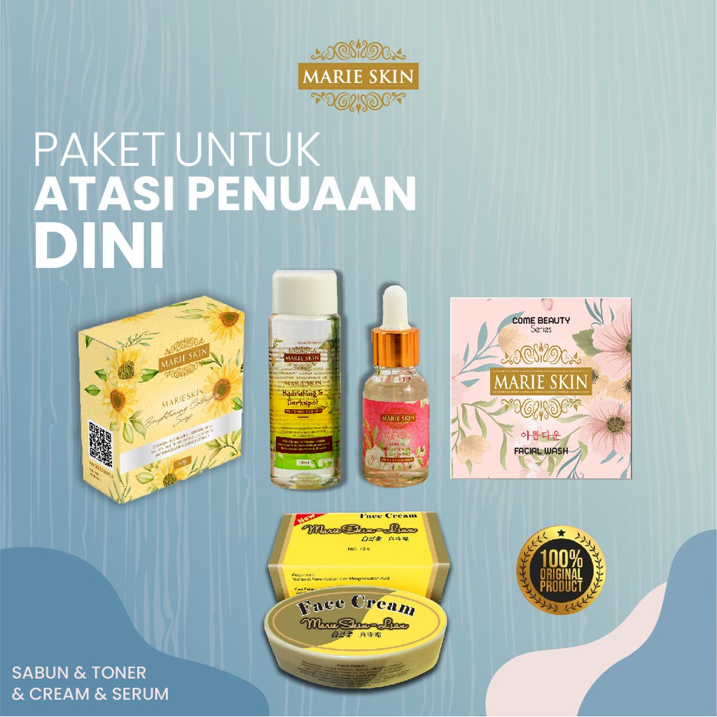 Paket Special Marie Skin Lian 100% Original - Paket Skincare Brightening Collagen Soap Facial Wash, 