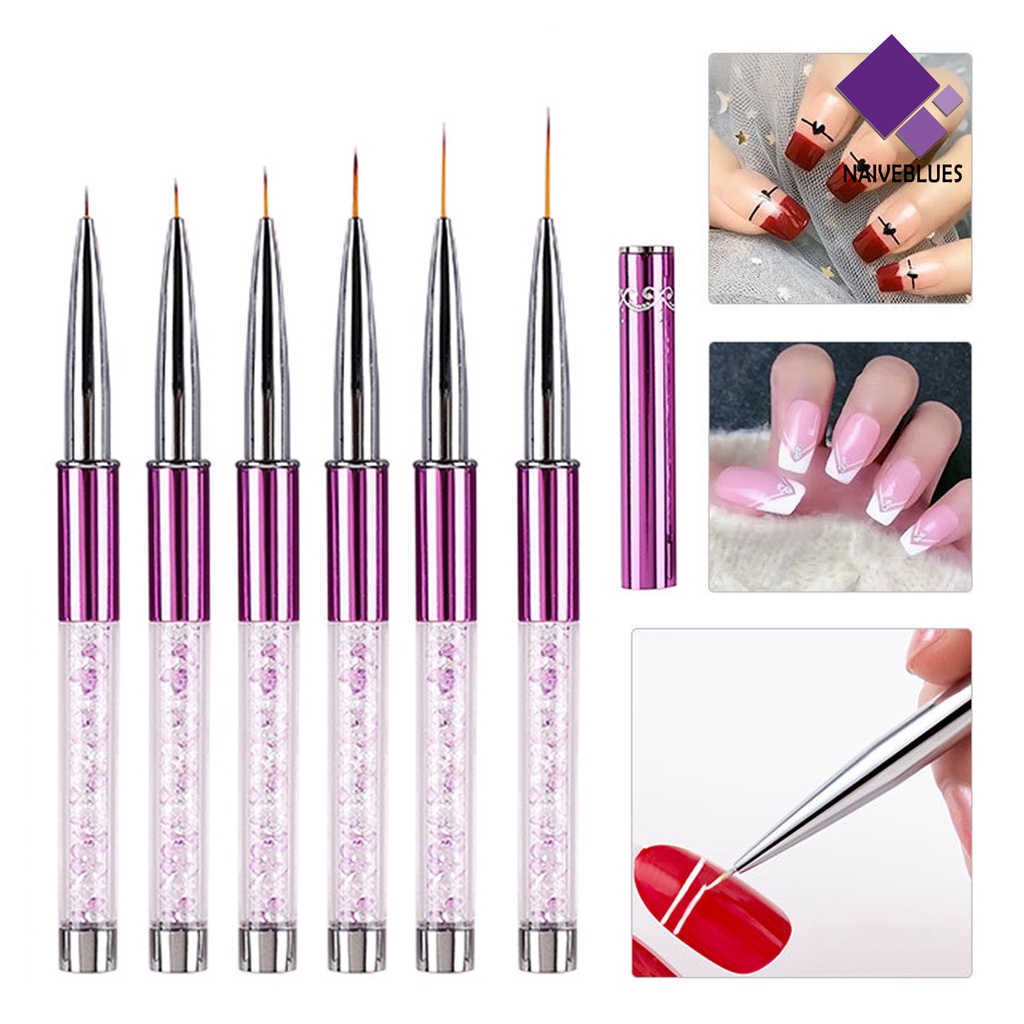 [naiveblues] Kuas Nail Art Dengan Penutup Desain Ergonomis Manicure UV Gel Painting Brush Untuk