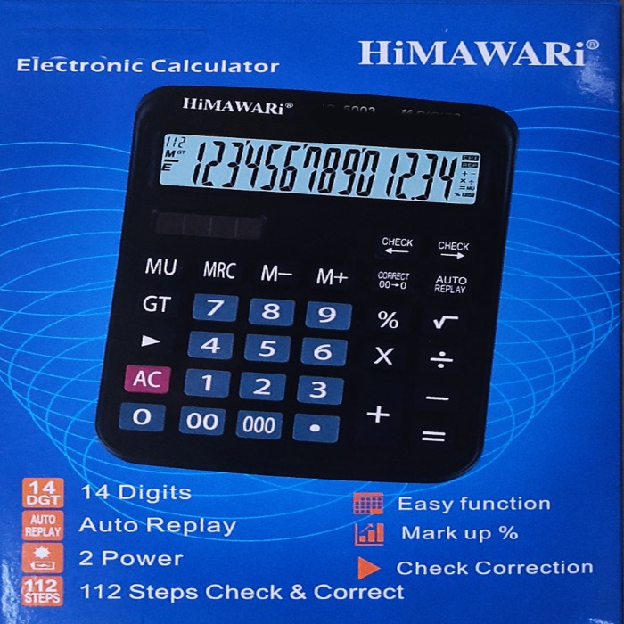 

Kalkulator/Calculator 12Digit 2 Power Big Display HIMAWARI JS-837-12S