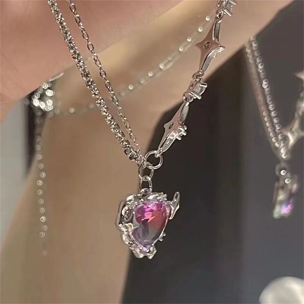 Korea Vintage Goth Y2K Jantung Liontin Kalung Ins Pribadi Salib Rantai Choker Wanita Perhiasan Aksesoris