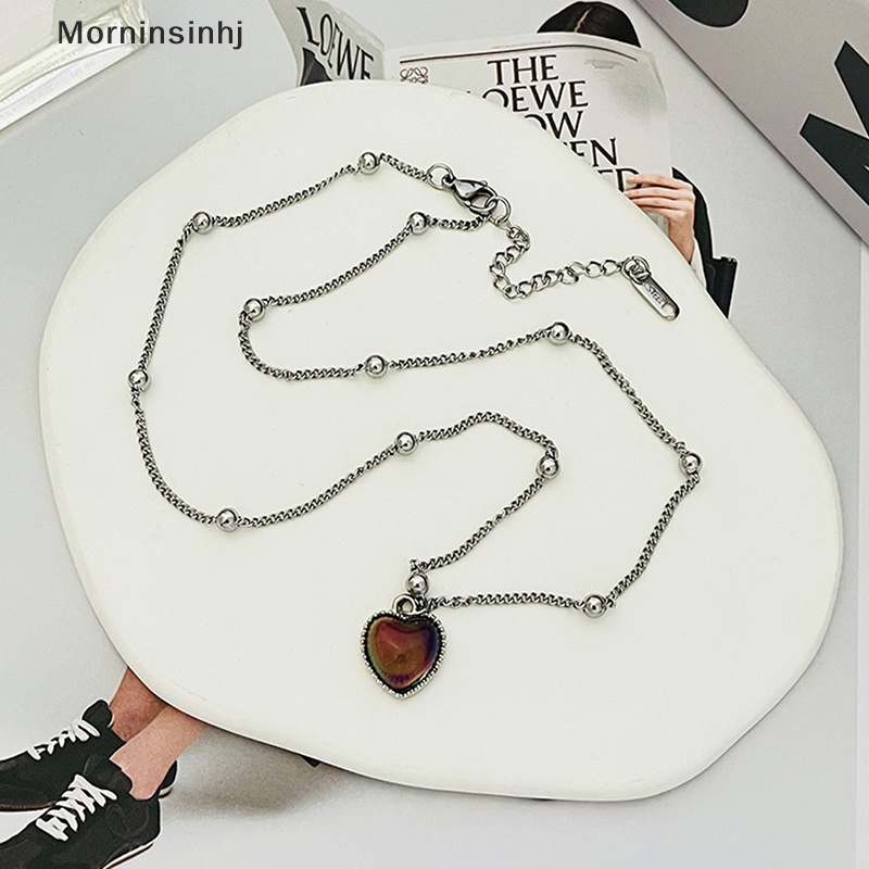 Mornin Perasaan Emosi Sensitif Perubahan Warna Cinta Liontin Kalung Manik-Manik Rantai id