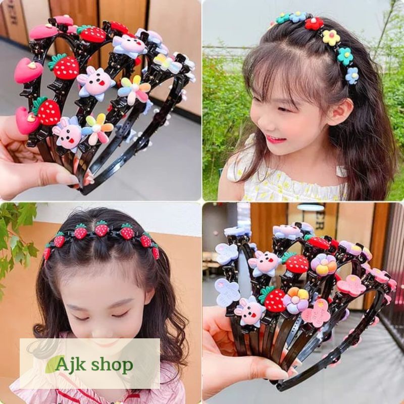 Bando Fashion Korea Jepit Rambut 2in1 Aksesoris Wanita Anak Dewasa Karakter Cantik