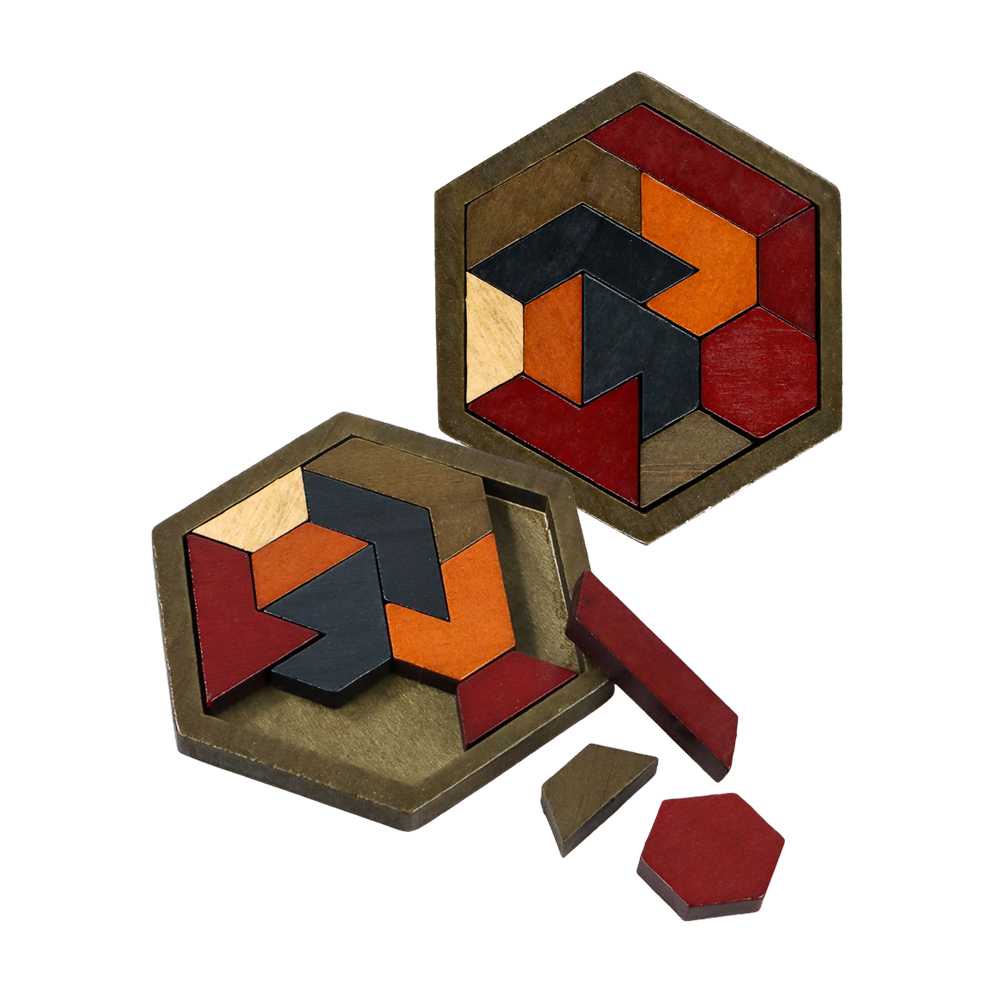 JOKEJOLLY Mainan Anak Hexagonal Wooden Geometric Shape Puzzle - JK-780 ( Mughnii )