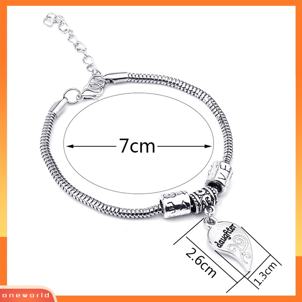 [EONE] 2pcs/set Gelang Putri Ibu Bentuk Hati Bahan Alloy Tahan Lama Set Gelang Stainless Untuk Hadiah