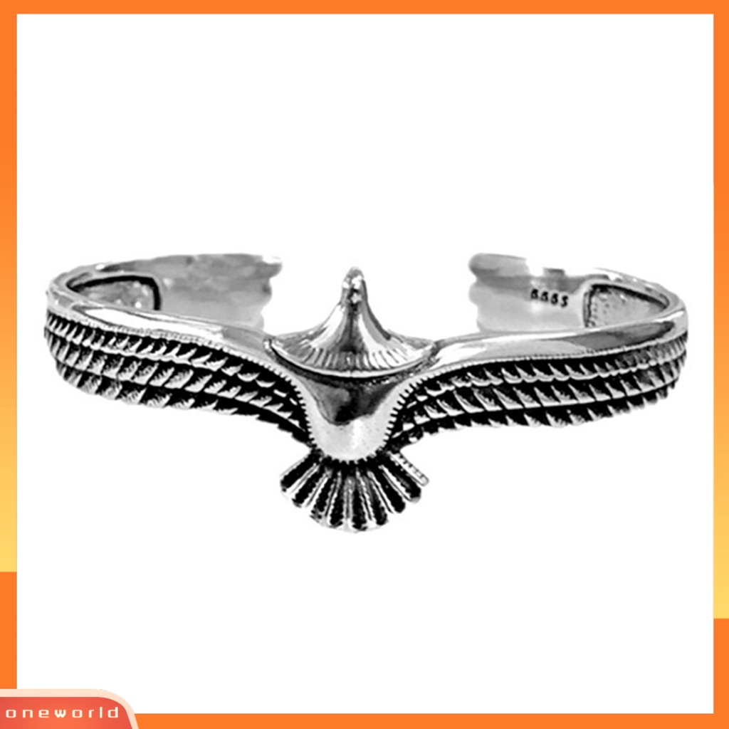 [EONE] Manset Gelang Electroplating Vintage Ukiran Pembukaan Anti-Kosif Menghias Karat-Bukti Pria Retro Elang Terbang Gelang Aksesori Pakaian