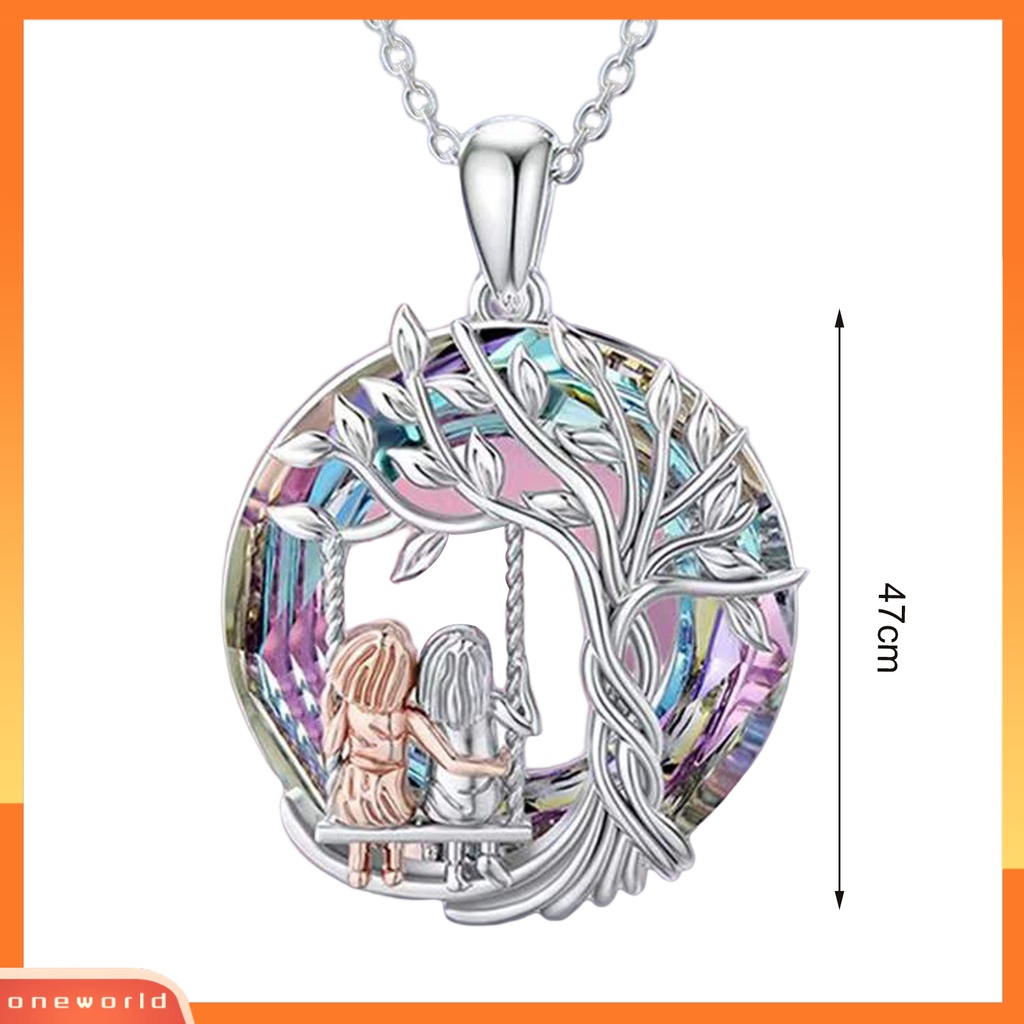 [EONE] Wanita Kalung Bulat Gadis Bestie Liontin Polychromatic Hollow Geometris Kilau Cerah Dekorasi Hadiah Ulang Tahun Pohon Kehidupan Pesona Kalung Perhiasan Aksesori Untuk Istri