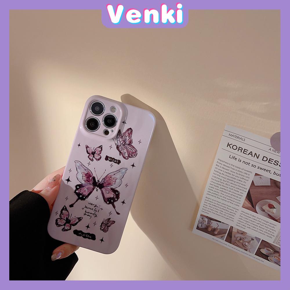 VENKI - For iPhone 11 iPhone Case Cream Glossy Soft Case TPU Shockproof Camera Cover Protection Purple Butterfly Compatible with iPhone 14 13 Pro max 12 Pro Max xr xs max 7Plus