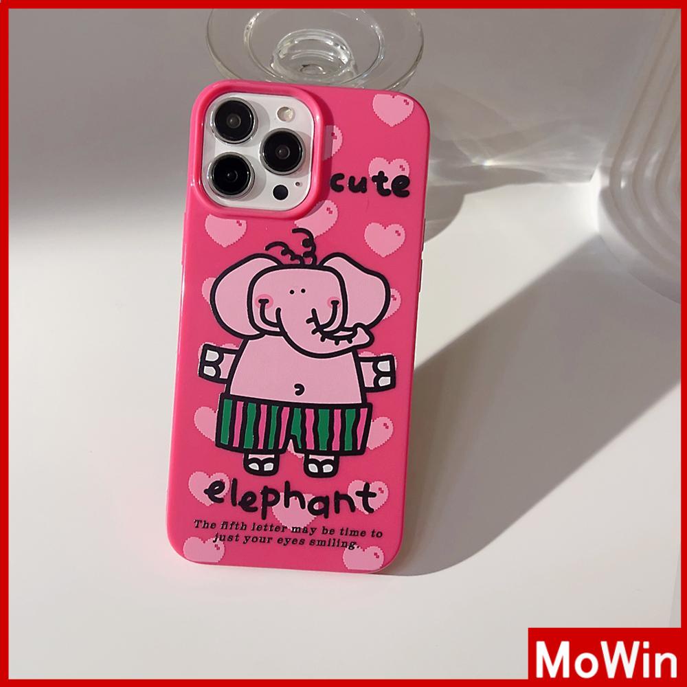 For iPhone 14 Pro Max iPhone Case Pink Glossy TPU Soft Case Shockproof Protection Camera Cute Elephant Love Compatible with iPhone 13 Pro max 12 Pro Max 11 xr xs max 7Plus 8Plus