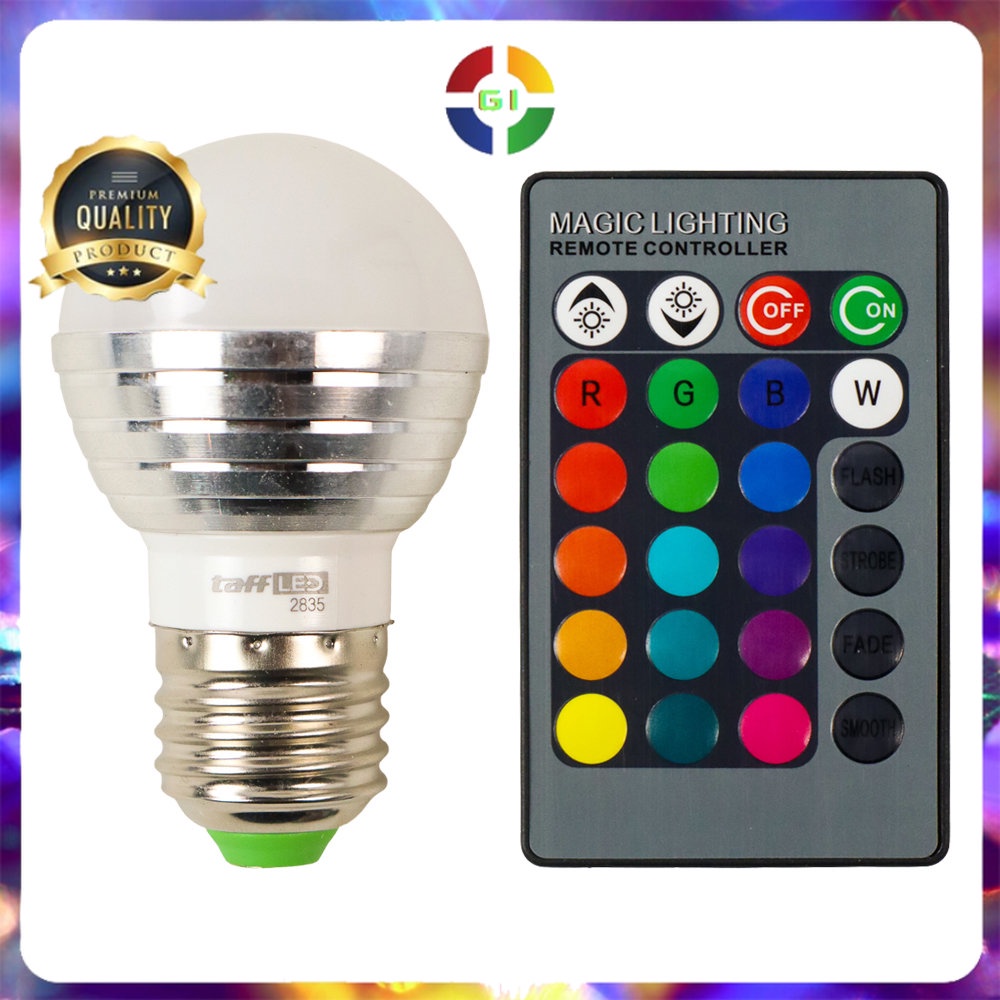 Lampu Bohlam LED RGB 3W 16 Color E27 with Remote Control No Color