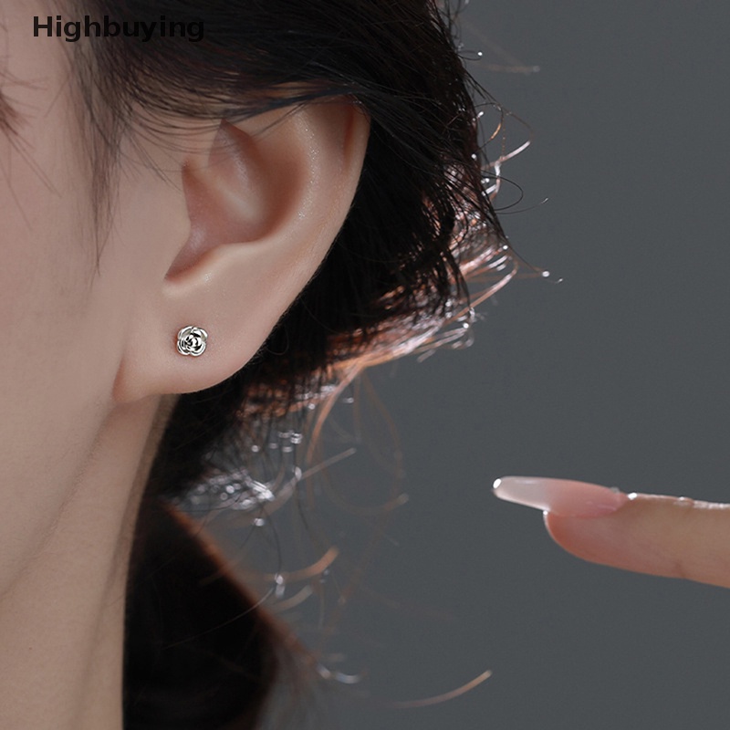 Hbid French Rose Women Earrings Berongga Keluar Sederhana Bunga Dan Hati Stud Earrings Perhiasan Tindik Glory