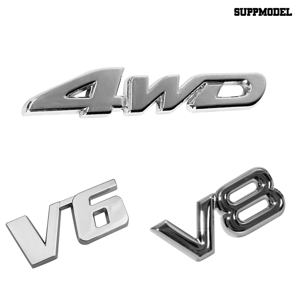 [SM Otomatis] 4WD V6 V8 Stylish Sport Car Auto Badge Emblem Bagasi Belakang Stiker Logam Dekorasi
