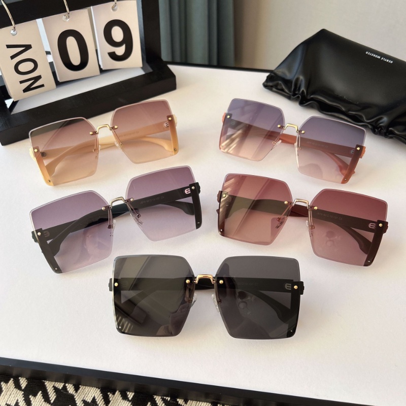 (YUZHU) Trendy Kacamata Hitam Tanpa Bingkai Untuk Wanita Premium Sense Sticker Fine Glitter Frame Sunglasses