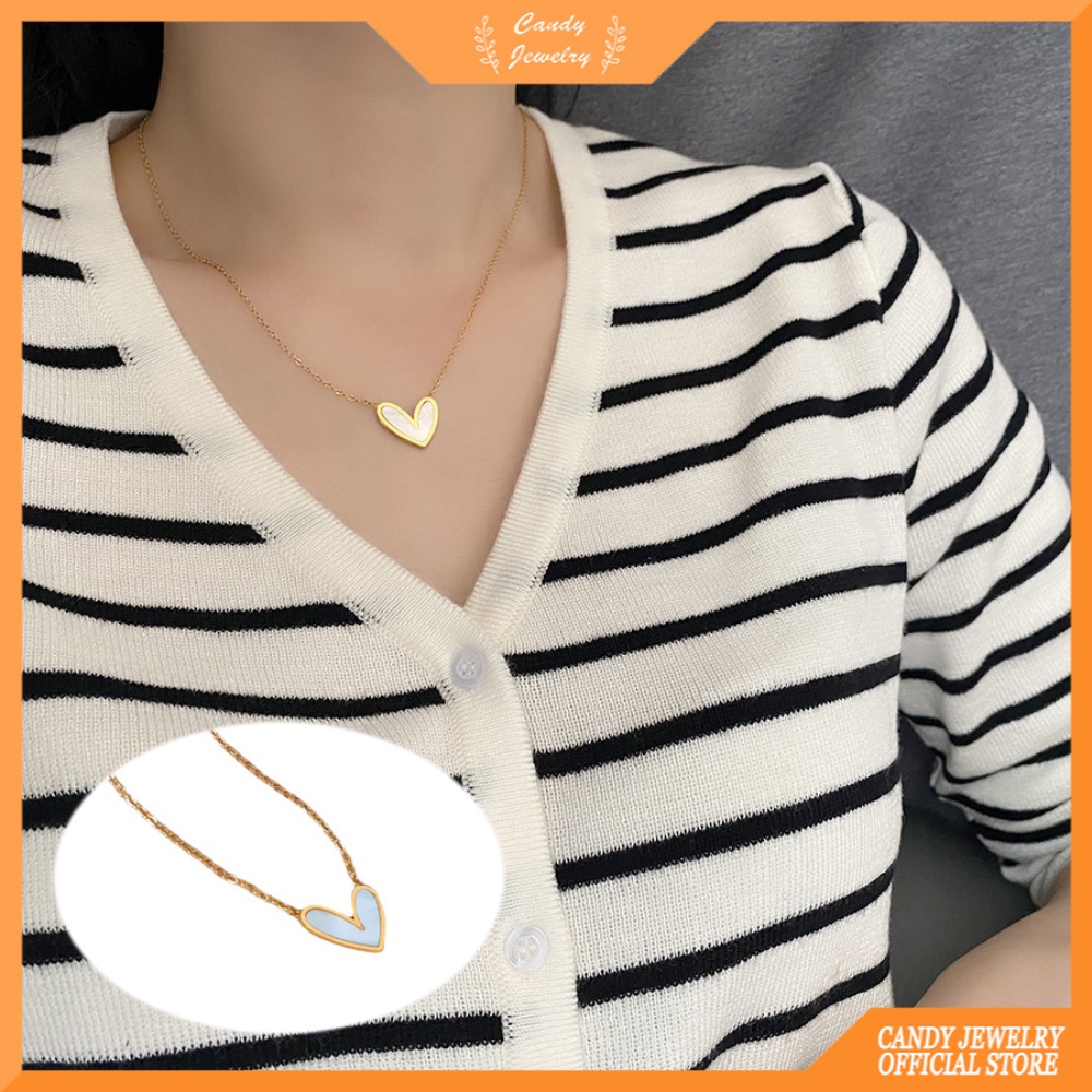 Cinta Sederhana Serbaguna Liontin Kalung Desain Wanita Perasaan Tidak Luntur Baja Titanium Shell Canggih Kalung Permen Perhiasan