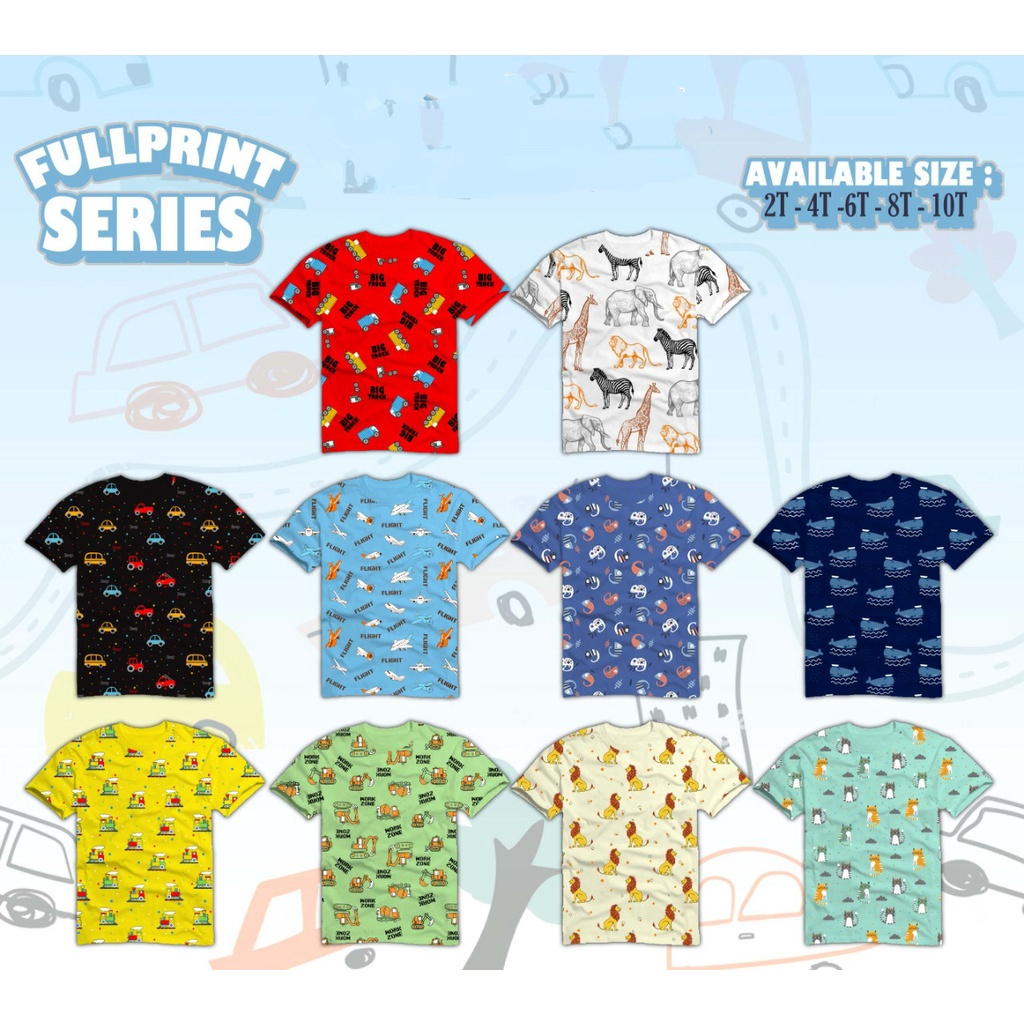 Kaos Anak Laki Cowok Pria Usia 2 3 4 5 6 7 8 Tahun Series Fullprint