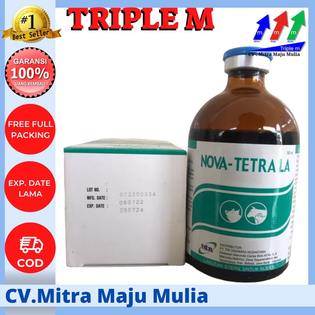 NOVA TETRA LA 100 ml - (Oxytetra20% ) Mengatasi Masalah Pernafasan, dan Pencernan pada Hewan Ternak &amp; Kesayangan