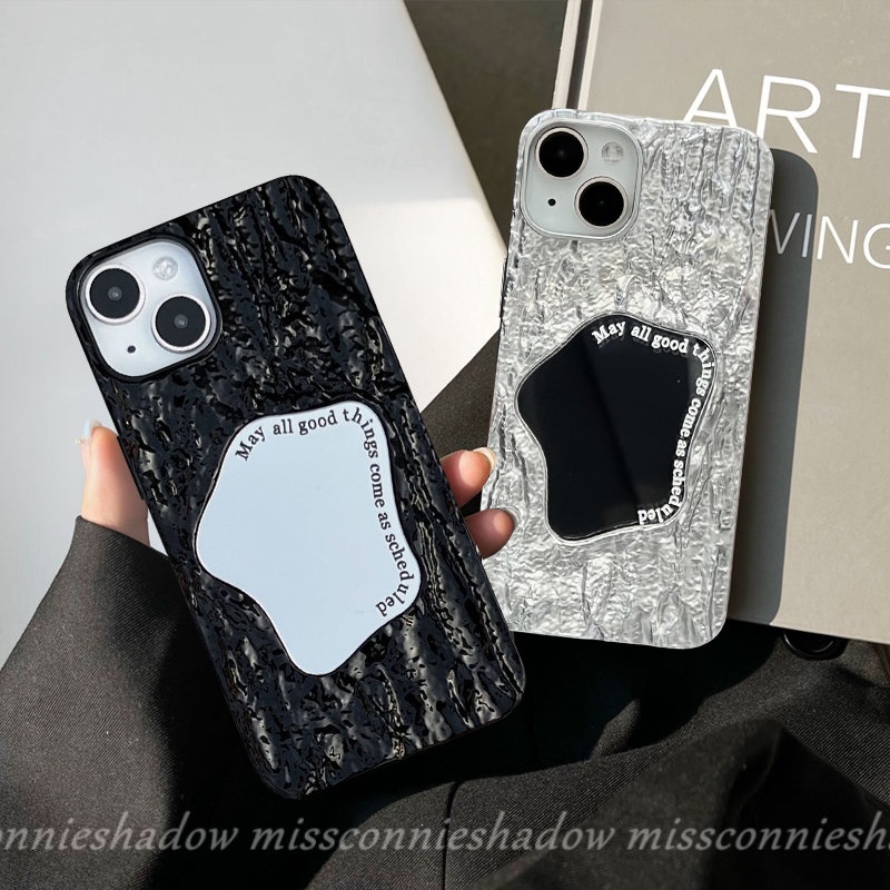 Case Cermin Make Up Kreatif Kompatibel Untuk IPhone 8Plus 11 13 14 12 Pro MAX XR 7Plus X XS Max7 6 6S 8Plus SE 2020 Mewah Electroplate Plating Kerut Lembut Ins Fashion Cover