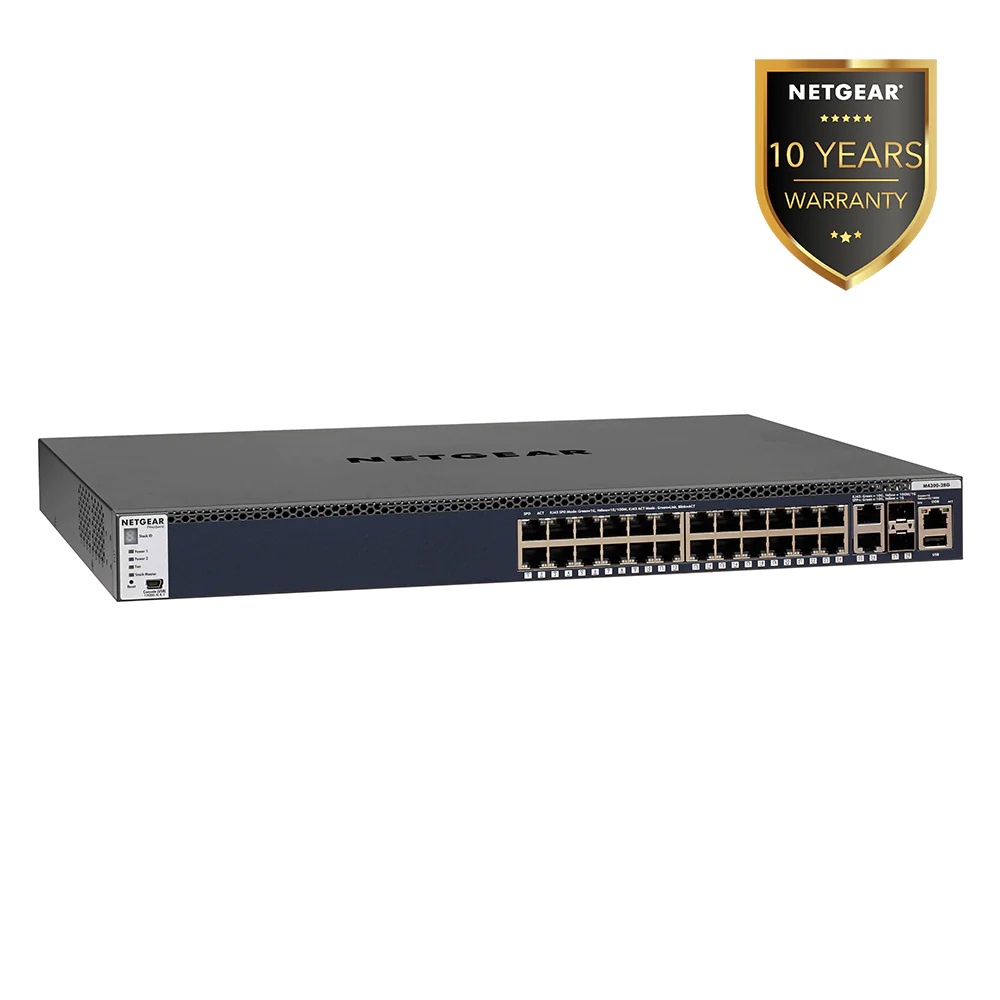 Netgear GSM4328S 24X1G Stackable Managed Switch 2X10GBASE-T 2XSFP+ N