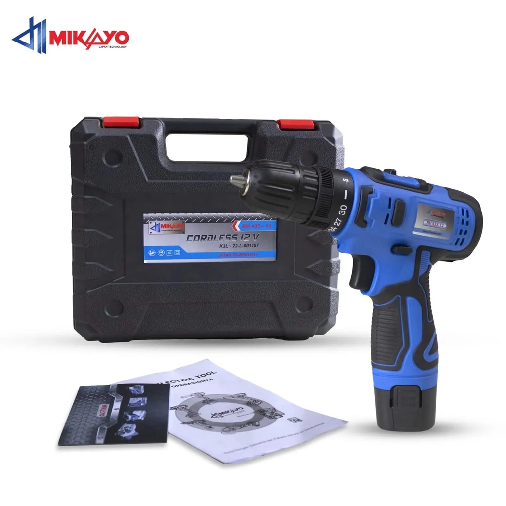 GRATIS ONGKIR!! [2BATRAI] J.LD/MIKAYO 12V-SET Bor Obeng Bor Baterai 12 Volt Charger Cordless Drill Charging