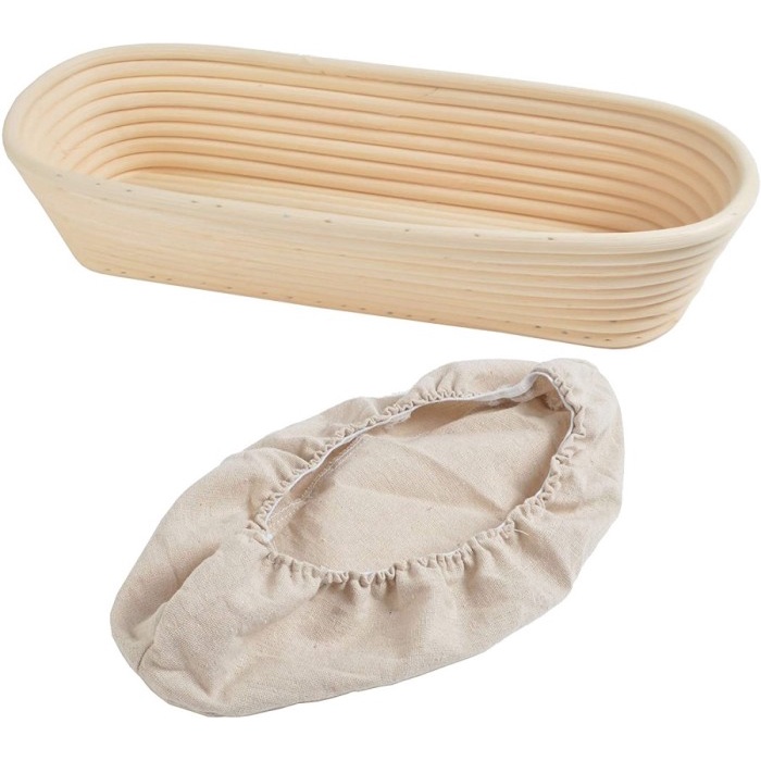 Banneton Basket Proofing Sourdough Plus Linen Cover Oval 35x14.5x8/ keranjang roti