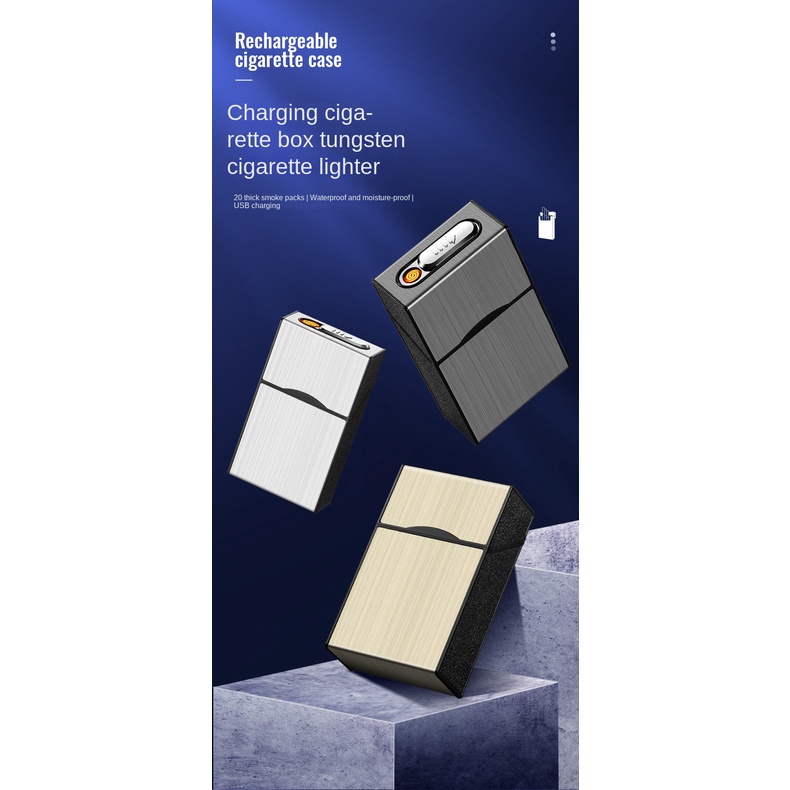 Kotak Tempat Rokok Focus 001 Metal Case With Lighter Korek Api Slot