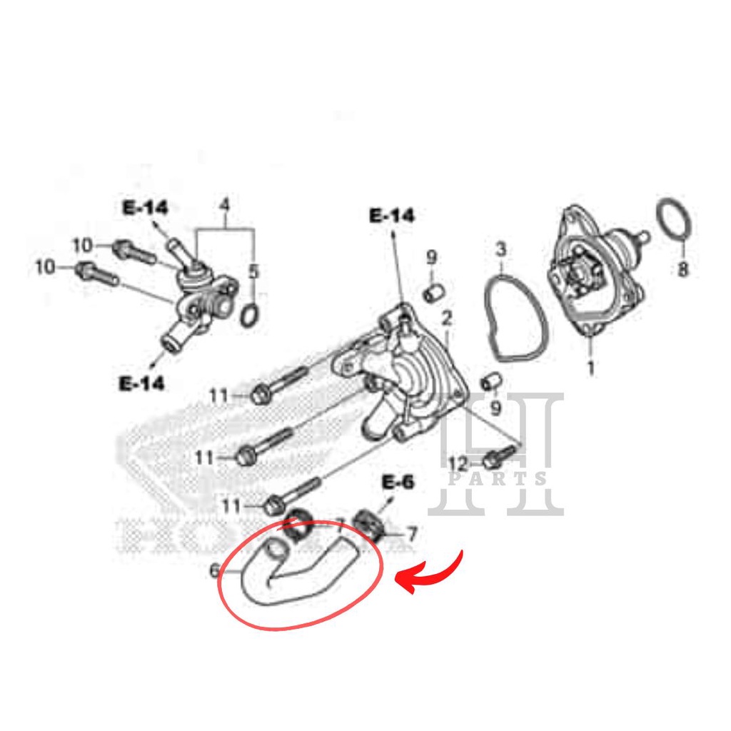 SELANG PIPA RADIATOR HOSE C WATER ASSY ADV PCX VARIO 125 150 FI ESP 19503-K59-A10 ASLI ORIGINAL AHM HGP HONDA