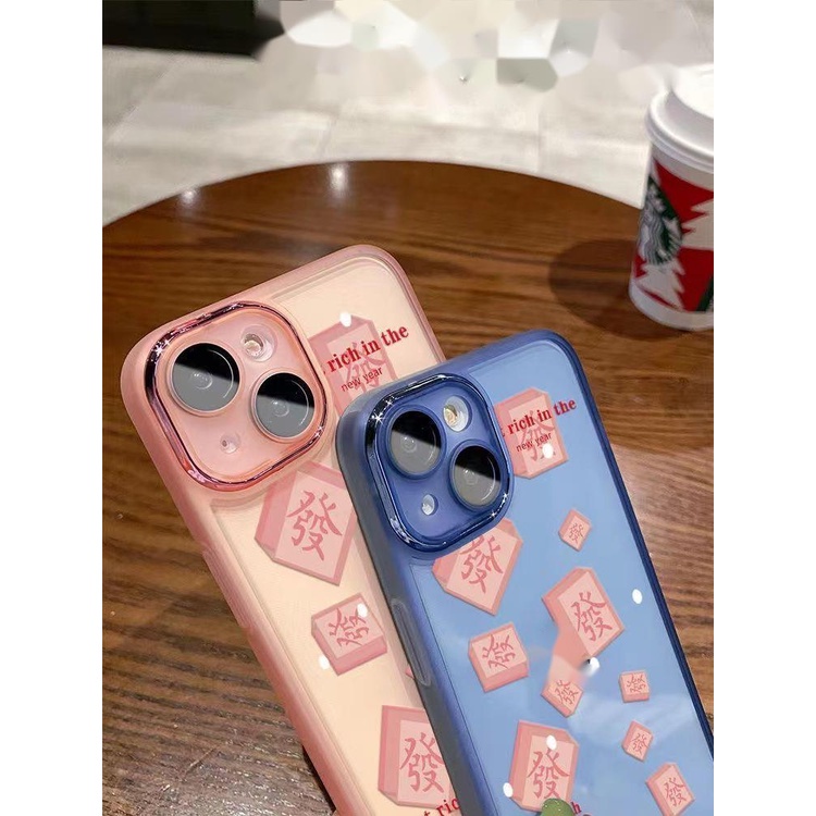 IPHONE Bingkai Cetak Cermin Logam Pink Merah Casing Ponsel Transparan Kompatibel Dengan Iphone12 13 14 11 Pro Max X Xs Max Xr Ffpss