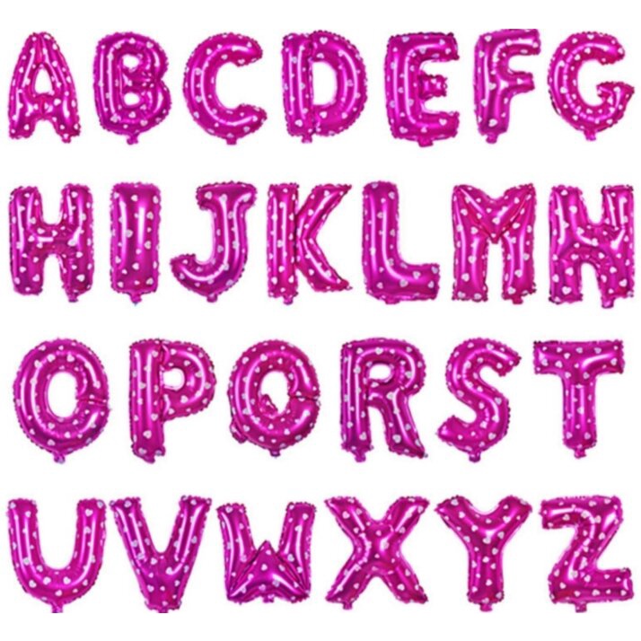 Balon Huruf Ukuran 40cm Warna Pink / Balon Foil / Balon warna / Balon huruf