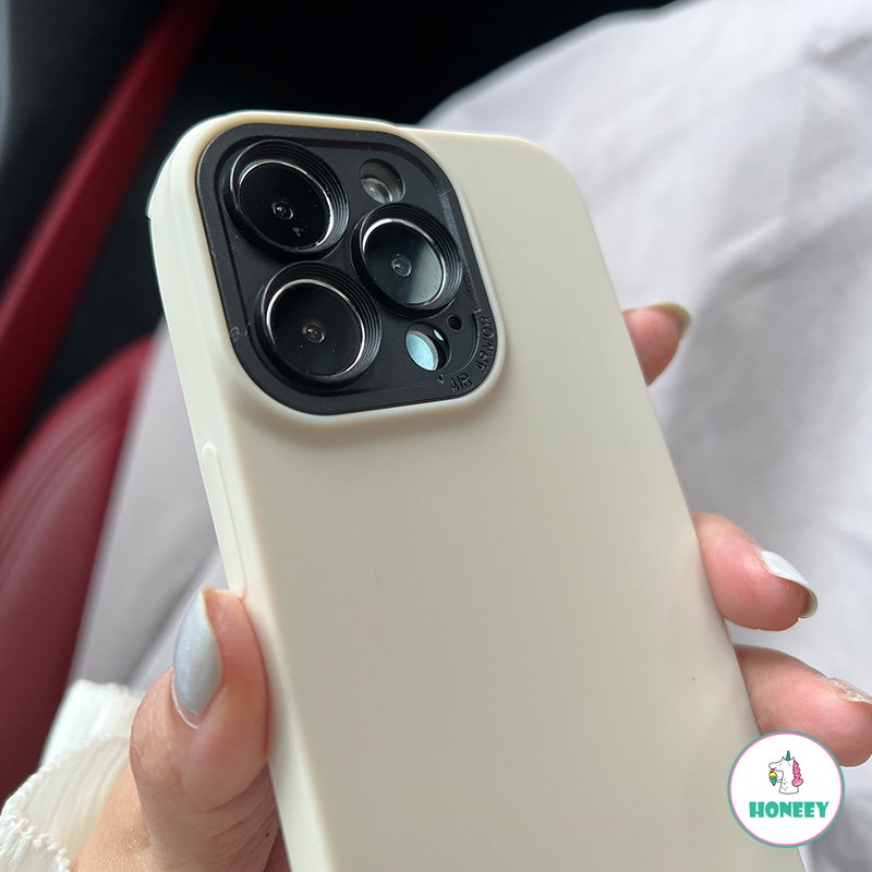 IPHONE Fashion Putih Silikon Cair Matte Case Kompatibel Dengan Iphone11 Case 7Plus 8Plus XR XS 14 13 12 Pro Max Shockproof Lembut TPU Penutup Belakang