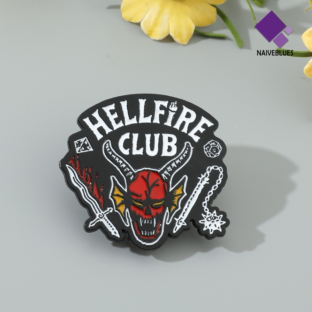 &lt; Naiveblues &gt; Stranger Things Brooch Hell Club Eye-catching Portable Gaun Halus Bros Wajah Tahan Lama Untuk