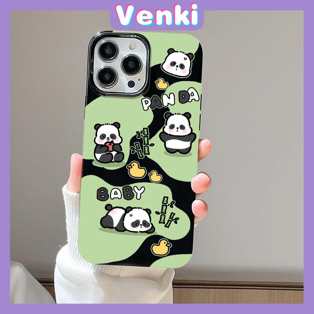 VENKI - For iPhone 11 Phone Case Black Glossy TPU Soft Case Shockproof Protection Camera Cute Panda Eating Bamboo Compatible with iPhone 14 13 Pro max 12 Pro Max xr xs max 7 8 Plus