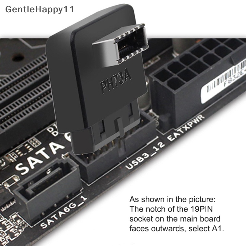 Gentlehappy Motherboard USB Header Adapter USB3.0 19pin 20pin Ke TYPE-E 90derajat Converter Sasis Depan Tipe C Plug-in Port PH73A+PH73B+id