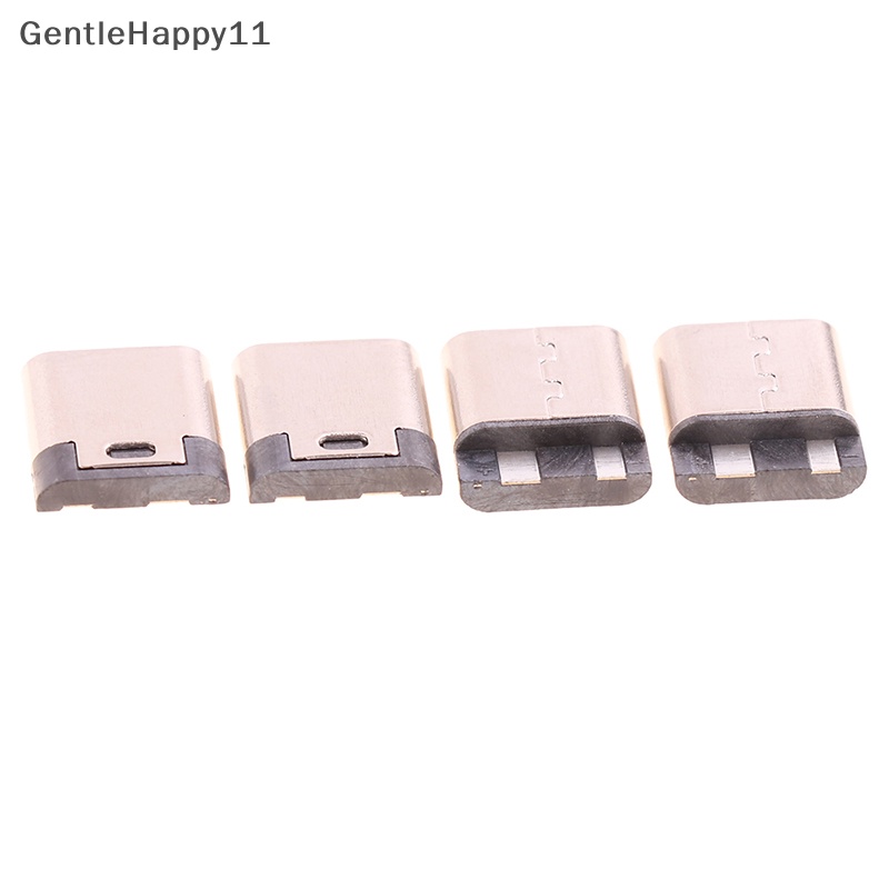Gentlehappy 10pcs Type-C 2pin Solder Female 3A Soket Arus Tinggi Konektor USB id