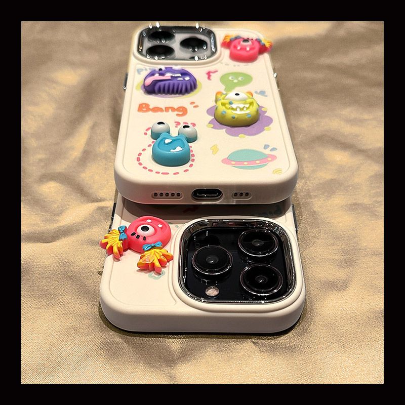 IPHONE  Casing Ponsel Desain Boneka Empat Monster Kecil Putih 3d Kompatibel Dengan Iphone12 13 14 11 Pro Max X Xs Max Xr Fzxc