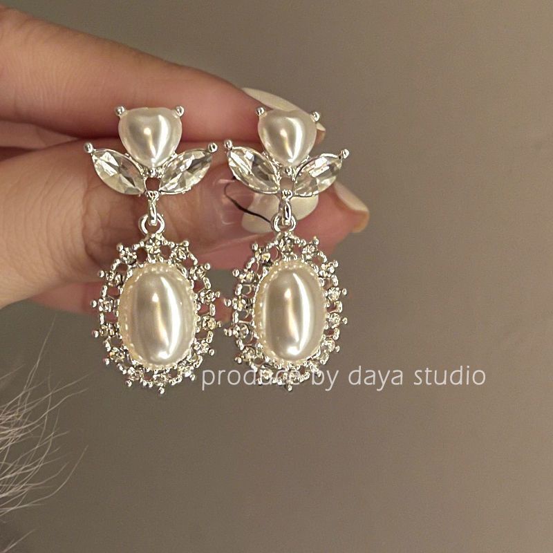 Anting Mutiara Berlian Prancis Perempuan Anting retro Dan Indah