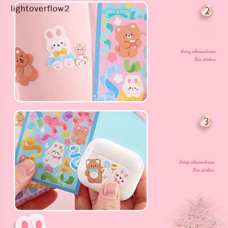 [lightoverflow2] 6lembar Kawaii Cute Shiny Photo Stiker Hias Kartun Dekorasi Jurnal Korea Tangan Akun Alat Tulis Pola Kecil [ID]