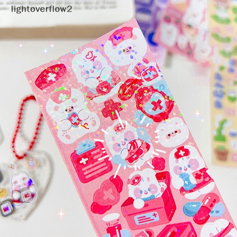 [lightoverflow2] 10pcs Shiny Cute Animals Cat Bear Stiker Hias Untuk Scrapbooking Bahan Casing Ponsel DIY Landscape [ID]