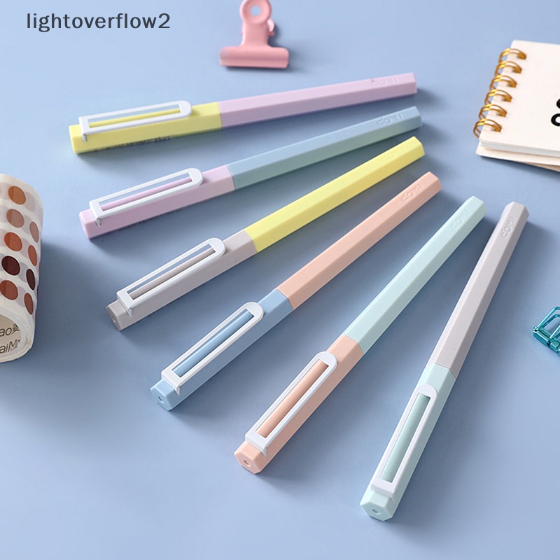[lightoverflow2] Pena Gel Hexagonal Lucu Simple Macaron Color Neutral Pen 0.5mm Tinta Hitam Sig Pulpen Kawaii Alat Tulis Perlengkapan Kantor Sekolah [ID]
