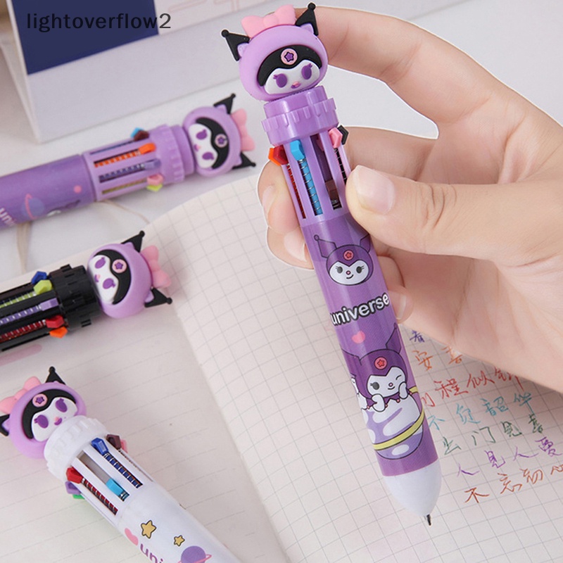 [lightoverflow2] Lucu Kartun Kuromi 10warna Ball Pen Kawaii 0.7Mm Multi Color Pen Siswa Wrig Alat Pena Anak Alat Tulis Hadiah [ID]