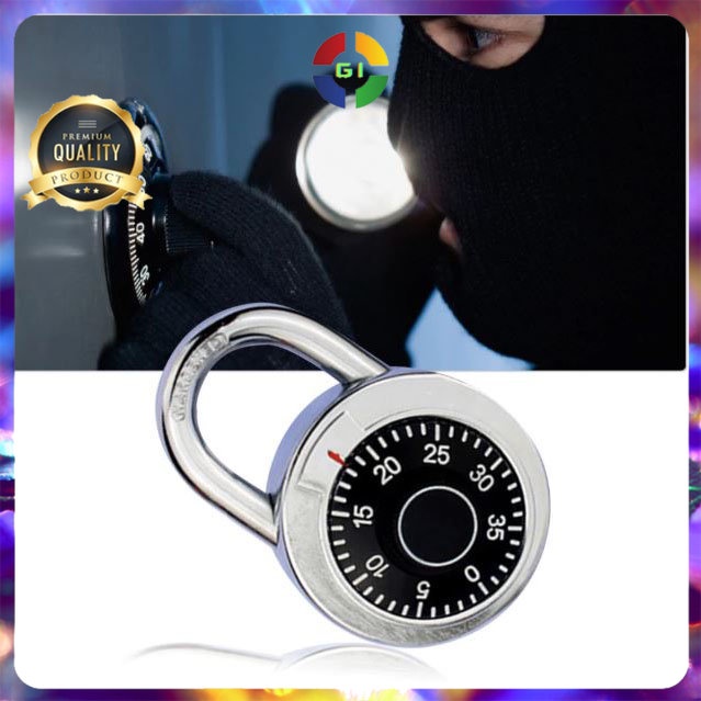 Gembok Brankas Rotary Padlock Digit Combination Padlock Silver Black