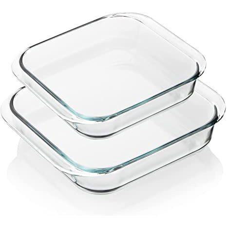 Loyang Mangkok Kaca Persegi / Borosilicate Baking Tray Oven Microwave Safe Bahan Tebal